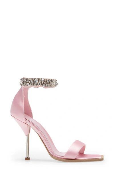Alexander Mcqueen Crystal Strap Sandal In Sugar Pink/ Crystal/ Silver