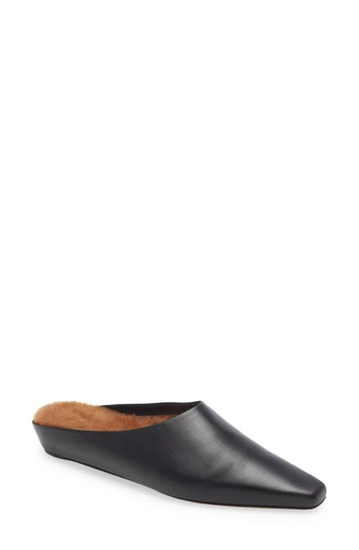 Neous Alba Shearling-lined Leather Backless Loafer In Black