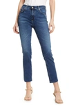 Ag Mari Raw Hem High Waist Crop Straight Leg Jeans In 12 Years Blue Dusk