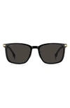 Hugo Boss 57mm Rectangular Sunglasses In Black Gold / Grey