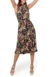 Leota Mindy Printed Sleeveless Midi Dress In Brown