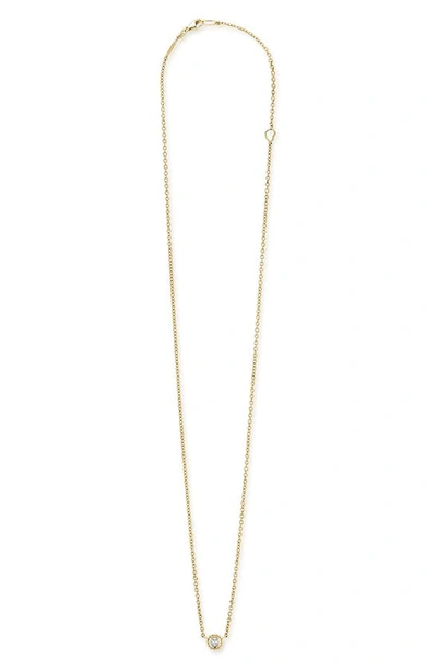 Lagos 18k Yellow Gold Covet Diamond Caviar Bead Solitaire Pendant Necklace, 16-18