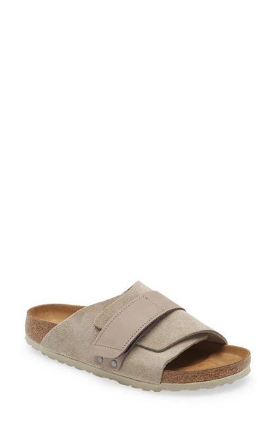 Birkenstock Kyoto Touch-strap Leather Sandals In Gray Taupe
