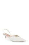 Neous Irena Lace-trimmed Crepe De Chine Slingback Pumps In Cream/ Cream