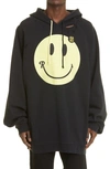 Raf Simons Black Smiley Edition 50th Anniversary Print Hoodie In Black