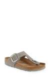 Birkenstock Gizeh Big Buckle Slide Sandal In Dove Grey Nubuck/silver