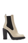 Alexander Mcqueen Tread Slick Chelsea Boot In Pale Beige Black