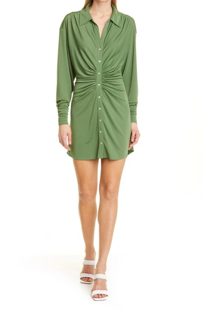Cinq  Sept Cinq A Sept Arden Ruched Shirt Dress In Green | ModeSens