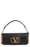 Valentino Garavani Vlogo Leather Shoulder Bag In Nero