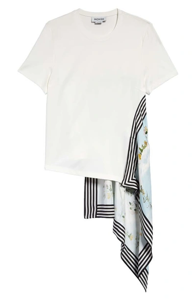 Monse Asymmetric Graphic-print Hybrid T-shirt In White Multi