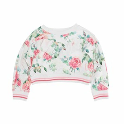 Monnalisa Kids' Girls White Rose Sweatshirt