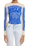 Stella Mccartney Graphic-print Long-sleeve Top In 4011 Bright Blue