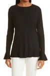 Capsule 121 The Polaris Ruffle Cuff Knit Top In Black