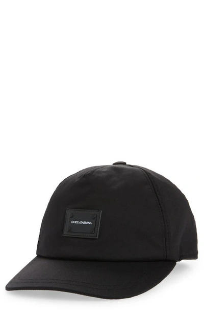 Dolce & Gabbana Kids' Logo-patch Stretch-cotton Cap In Black
