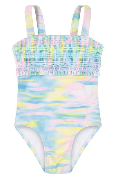 Andy & Evan Kids' Smocked Ruffle One-piece Swimsuit In Pastel Tie Dye
