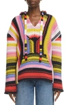 CHLOÉ HAND KNIT CASHMERE & MERINO WOOL HOODED SWEATER