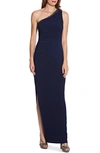 ADRIANNA PAPELL ONE-SHOULDER JERSEY GOWN