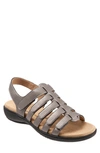 Trotters Tiki Womens Nubuck Slip On Slingback Sandals In Pewter Metallic
