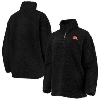 G-iii 4her By Carl Banks Black Cleveland Browns Sherpa Quarter-zip Jacket