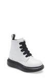 Alexander Mcqueen Lace-up Leather Boots In White/ White