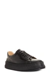 Jil Sander Leather Lace-up Sneakers In Black
