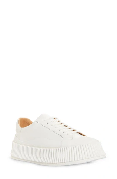 Jil Sander Leather Sneakers With Vulcanized Rubber Sole - Atterley In White