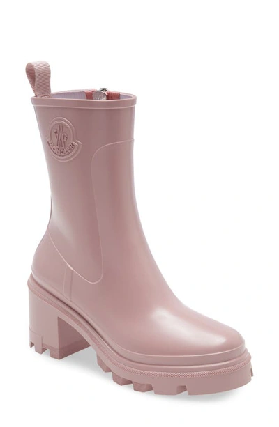 Moncler Loftgrip Rubber Zip Rain Boots In Dark Pink