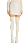 Courrèges Coated Stretch Cotton Miniskirt In Camel