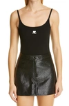 Courrèges Logo-patch Cotton-blend Knit Top In Black