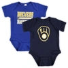 Soft As A Grape Baby Boys And Girls  Navy, Royal Milwaukee Brewers 2-piece Body Suit In Navy