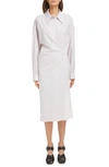 LEMAIRE TWISTED LONG SLEEVE COTTON POPLIN MIDI SHIRTDRESS