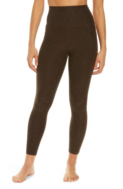 Beyond Yoga Beyond Space Dye High Waist Pocket Leggings In Chocolate Chip-espresso