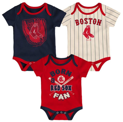 Outerstuff Babies' Unisex Infant Navy And Red And Cream Boston Red Sox Future 1 3-pack Bodysuit Set In Navy,red,cream