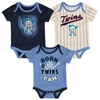 Outerstuff Unisex Infant Navy And Light Blue And Cream Minnesota Twins Future 1 3-pack Bodysuit Set In Navy