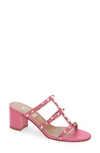 Valentino Garavani Women's Rockstud Block Heel Slide Sandals In Fuchsia