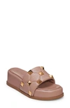 Valentino Roman Stud Flatform Slide Sandals In Rose Cannelle