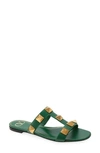 Valentino Roman Stud Slide Sandal In Brilliant Green
