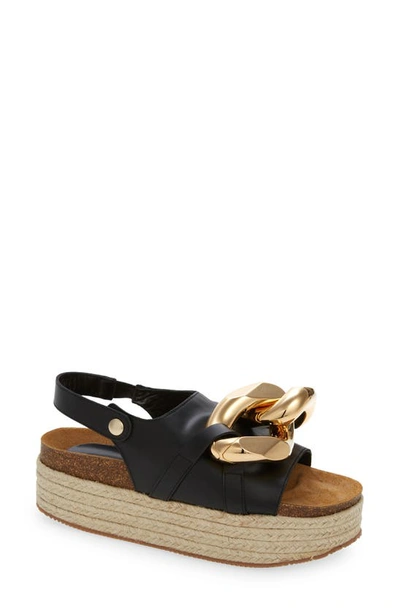 Jw Anderson Chain Sandals With Snap - Espadrille Platform In Black