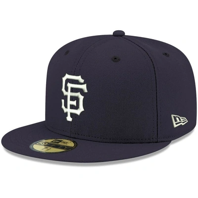 New Era Men's Navy San Francisco Giants Logo White 59fifty Fitted Hat In Navy/navy