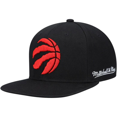 Mitchell & Ness Men's  Black Toronto Raptors English Dropback Snapback Hat