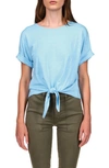 Sanctuary All Day Tie-hem Cuffed T-shirt In Angel Blue