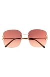 Cartier Signature C 60mm Square Sunglasses In Gold