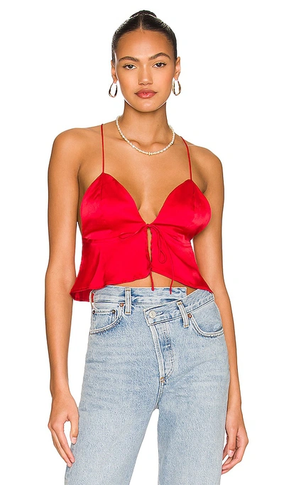 Superdown Isla Satin Top In Red