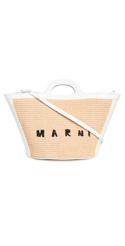 Marni Tropicalia Small Tote Bag In White