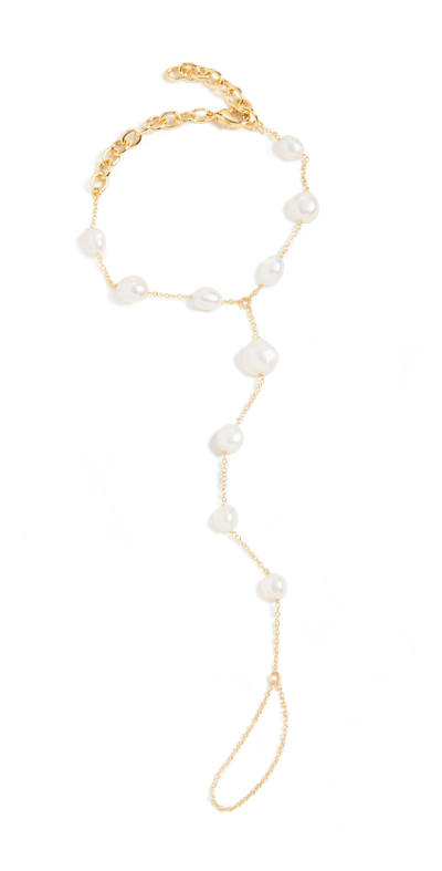 Cult Gaia Perla Imitation Pearl Toe Ring Anklet In Gold