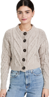 Free People Bonfire Cotton Cropped Cardigan In Silver Feather