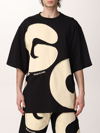 Gcds Man Black Oversized T-shirt With Andy Maxi Logo In Black