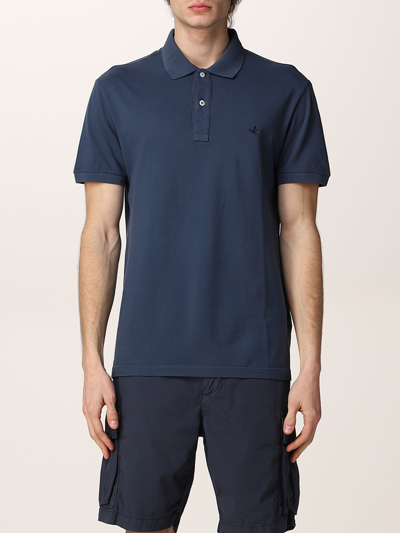 Brooksfield Polo Shirt In Cotton With Logo In Denim