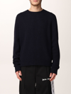 Palm Angels Sweater With Back Logo In Navy