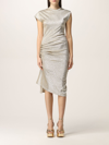 Rabanne Asymmetric Ruched Stretch-lurex Dress In Silver